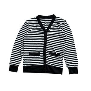 Poof Girl Striped Black and White Cardigan Girls Size 14